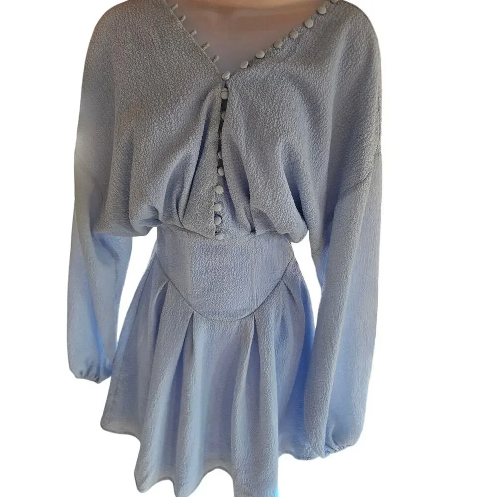 Saboluxe Light Blue Aioki Corset Dress U.S Size 0 Babydoll Lined NWT - Picture 4 of 11